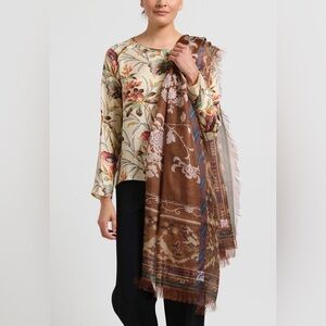 Pierre-Louis Mascia Chic Floral Brown Scarf